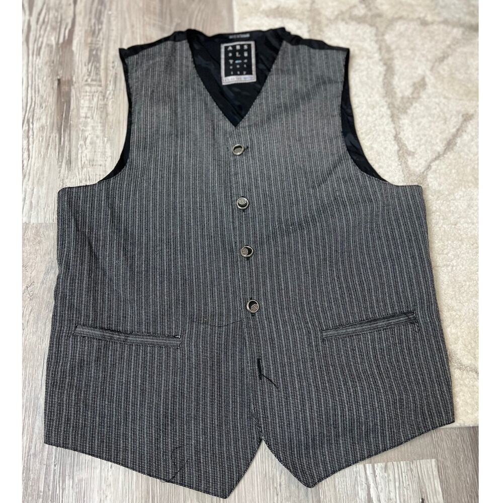 Y2K Old Money Gray Tailored Vest Men’s M Preppy Office Siren Smart Layering - Picture 3 of 11